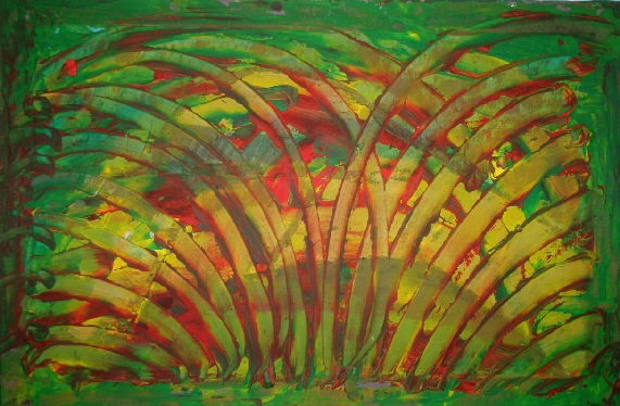 RAIN>FOREST - 07 - afternoon - Acryl auf Lwd - 2025 - 45 x 68 cm